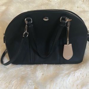 Coach Bowling Bag Satchel in Black Crossgrain